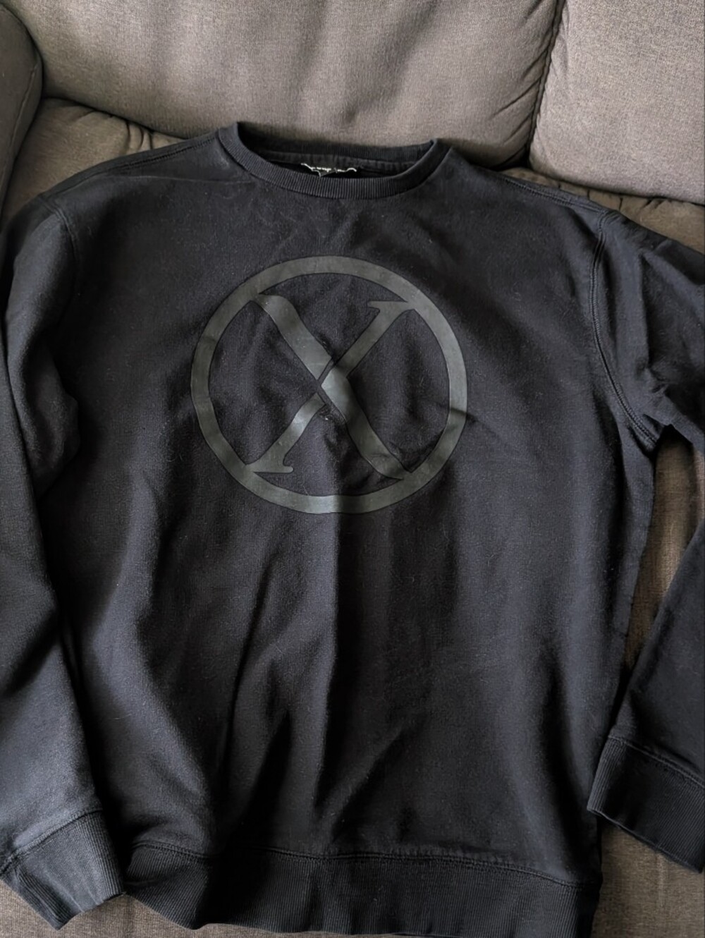 Express Black Crewneck Sweatshirt with Tonal Circle X Logo